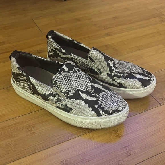 Dr. Scholl's Shoes - Dr. Scholl's Black and Gray Snakeskin Slip-On Sneakers